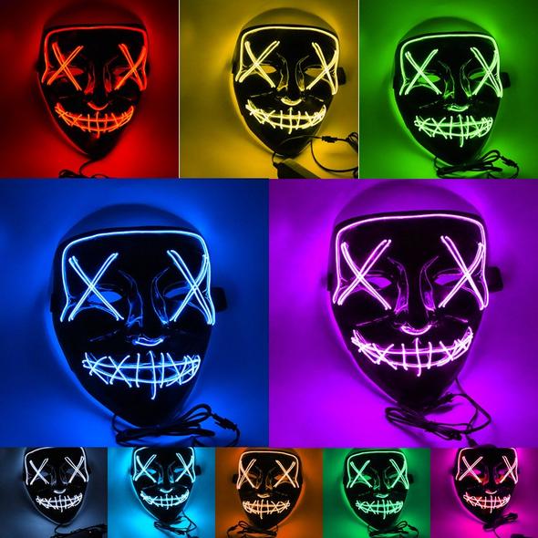 LED Mask Mascara Led Mask Light Up Neon Scary Skull Mask Glowing Party ...